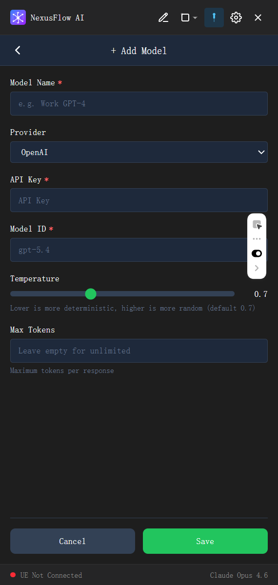 Add Model configuration form