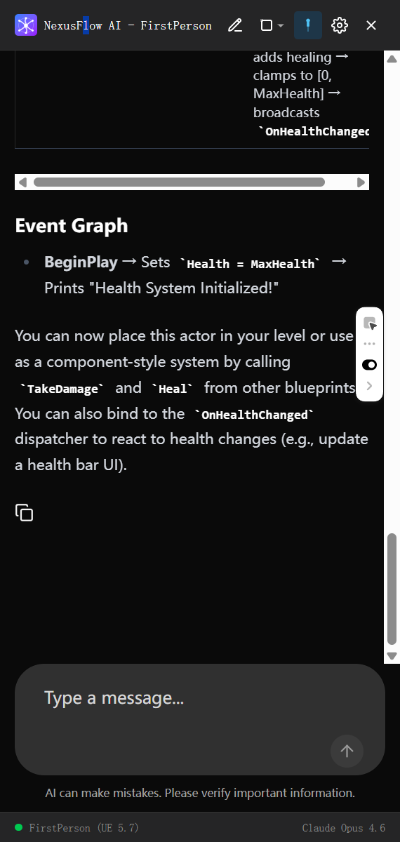 AI chat sidebar with messages