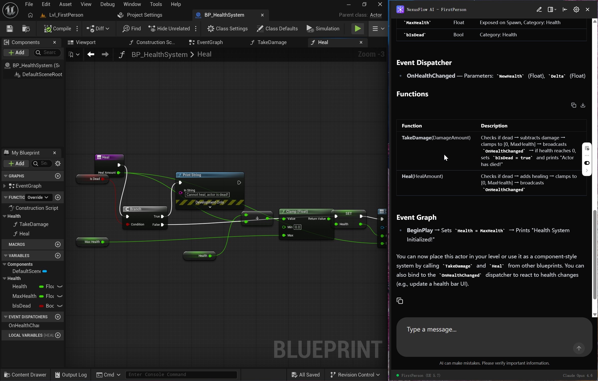 NexusFlow working alongside UE Blueprint Editor